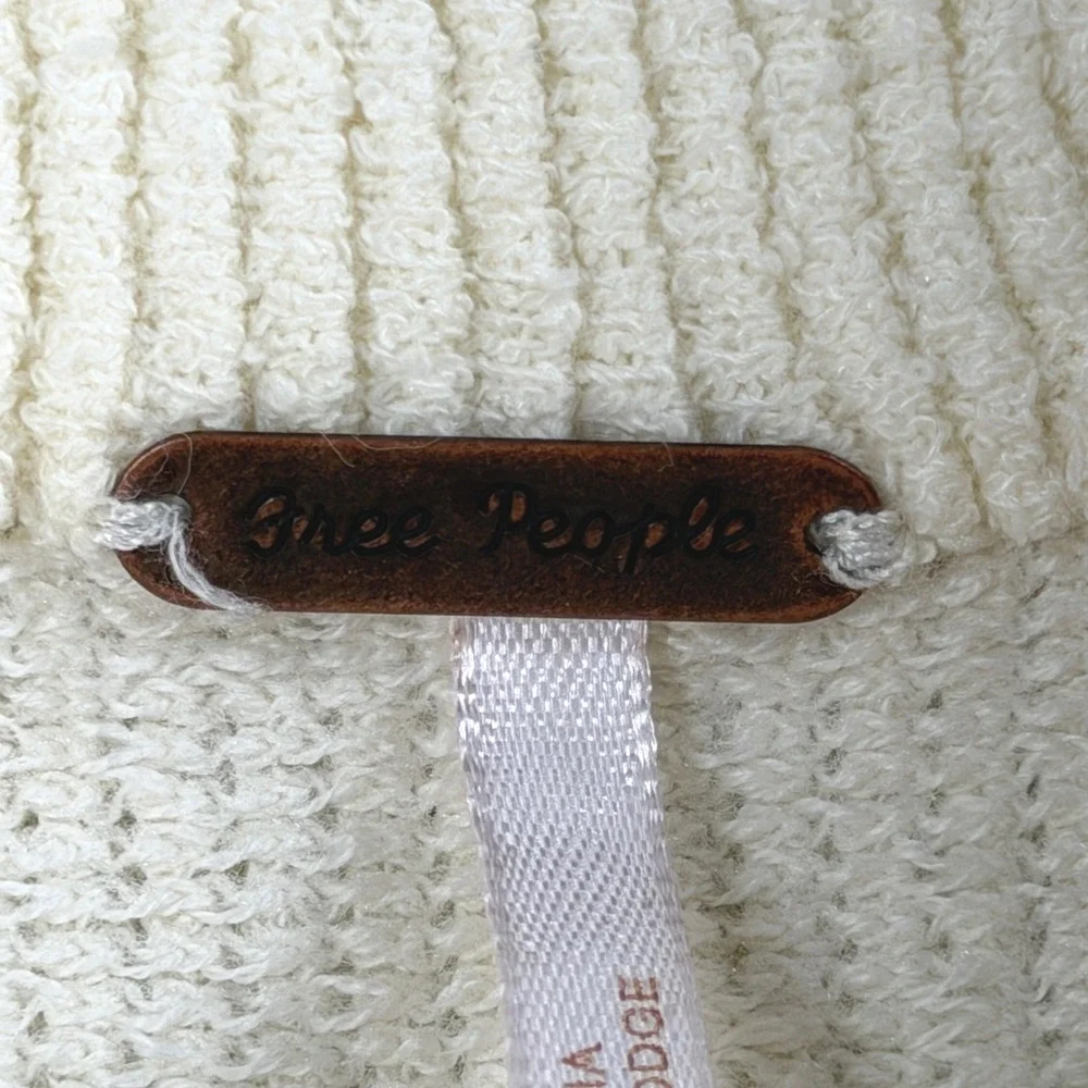 Free People Ottoman Slouchy Tunic Sweater‎ XS Ivory Ribbed Mock Neck Pullover
